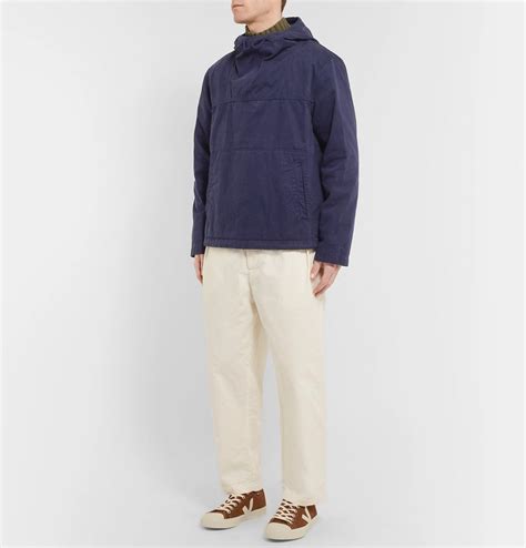 Albam Johnson Garment Dyed Washed Cotton Hooded Jacket Navy Albam