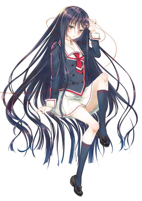 Safebooru 1girl Absurdly Long Hair Black Hair Blush Highres Kneehighs