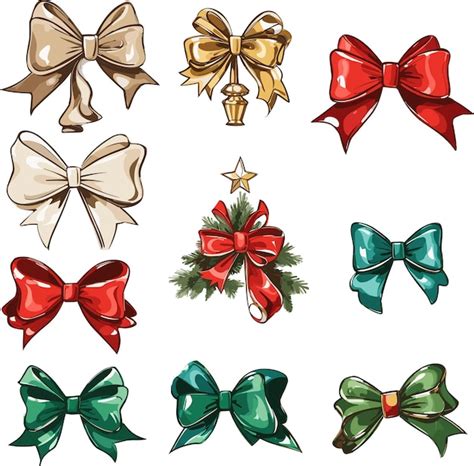 Premium Vector | Set of christmas bow clip art bow vector