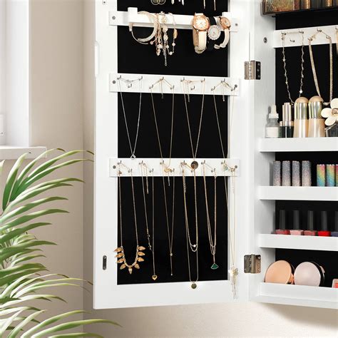 Wall Mounted Jewelry Armoire With Mirror Jewelry Storage