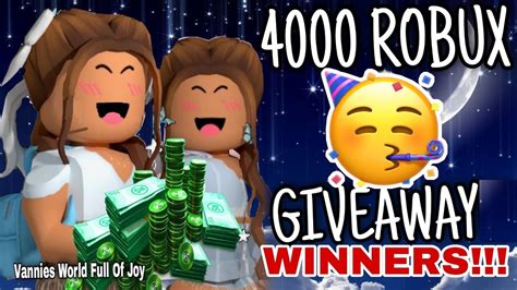 🤑🥳 4000 Robux Giveaway Winners Free Robux Roblox Giveaways