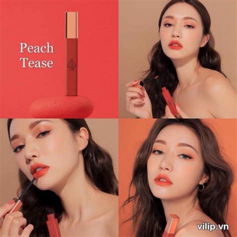 Son 3ce Cloud Lip Tint Peach Tease Màu Cam San Hô Vilip Shop Mỹ Phẩm Chính Hãng