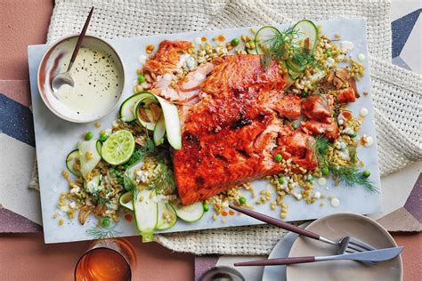 Paprika And Honey Glazed Salmon With Freekeh Recipes Au