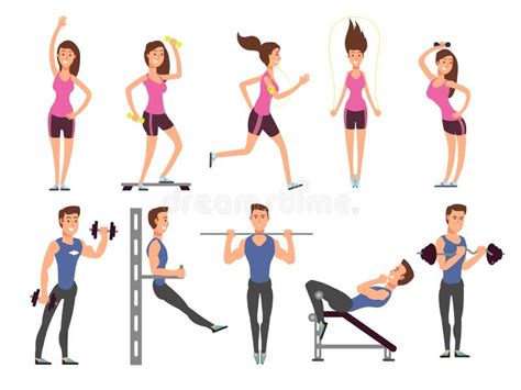 Warm Up Exercise Set Before Workout Stretch Muscles Stock Vector