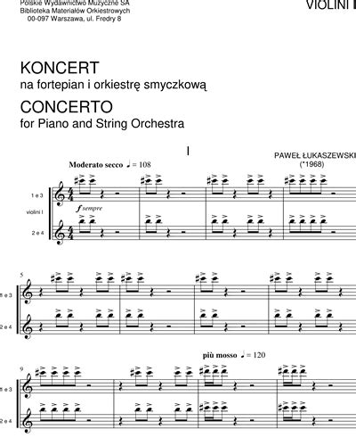 Concerto for Piano and String Orchestra Viola Sheet Music by Paweł