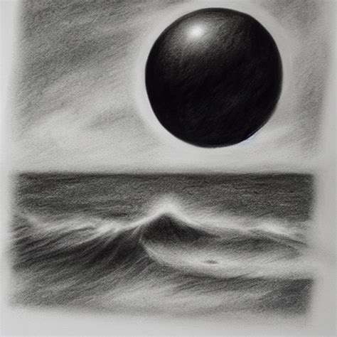 Prompthunt A Realistic Charcoal Drawing Of A Black Orb Floating Over