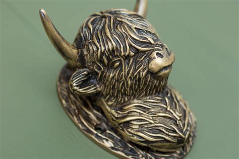 Highland Cow Door Knocker For Front Door Polished Solid Brass Knockers