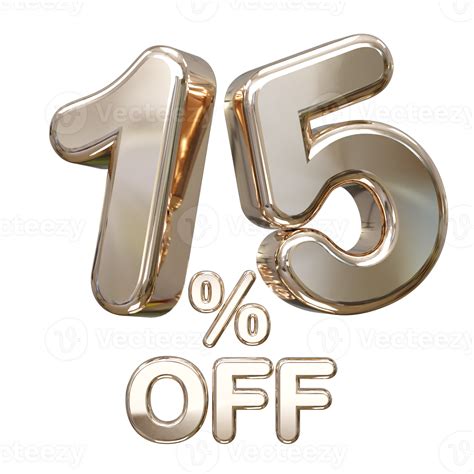 15 Percent Off Discount Sale 3d Rendering Text Illustration 33158496 Png