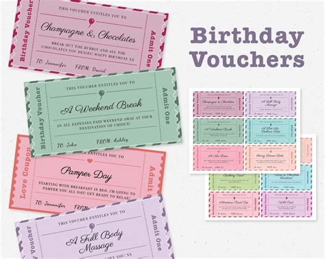 Editable Personalized Birthday Voucher Template Bundle - Etsy