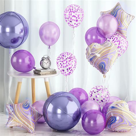 Amazon.com: Purple Balloons Set, 22 PCS Purple Foil Balloons With 4D ...