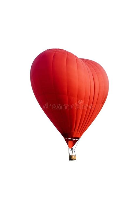 Red Hot Air Balloon In The Shape Of A Heart Over Cosmos Flower Stock Image Image Of Cloud