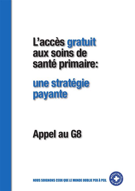 Laccès Gratuit Aux Soins De Santé Primaire Une Stratégie Payante By