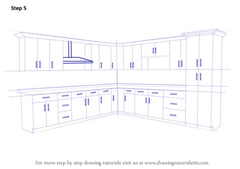 Learn How To Draw Kitchen Cabinets Furniture Step By Step Drawing Tutorials