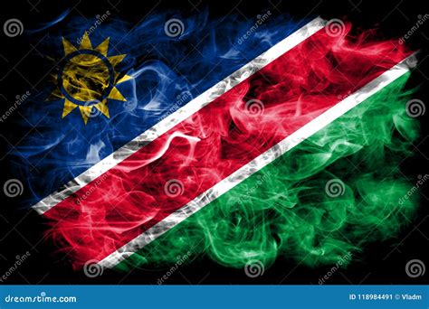 Namibia Smoke Flag On A Black Background Stock Illustration