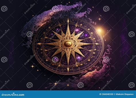 Old Compass On Abstract Space Background Ancient Astronomical Device