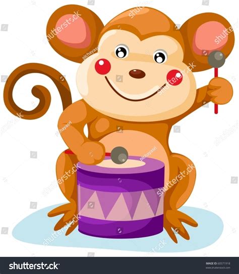 Illustration Isolated Circus Monkey Play Drum Stock Vector Royalty