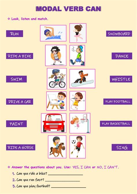 Ejercicio Interactivo De Modal Verb Can