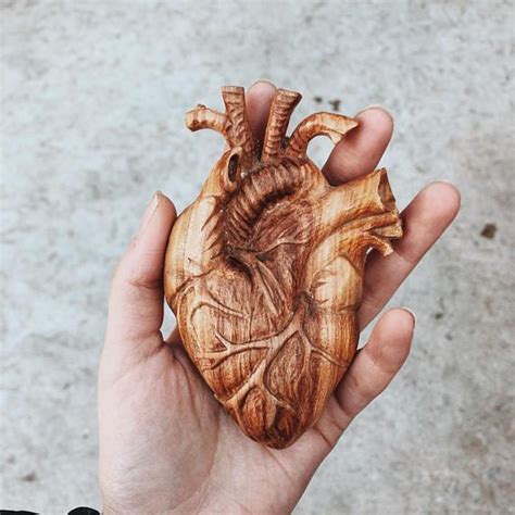 Valentines Day Present Handmade Eco Wooden Anatomical Heart Shaped Hand Carved Wall Decor