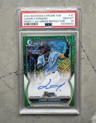 Junior Caminero Bowman Chrome Mega Box Green Mojo Auto Card