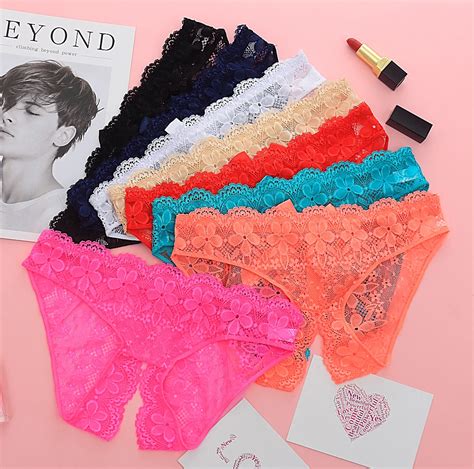 Womens Sexy Lingerie Cheeky Open Crotch Underwear Crotchless Lace Panties Sex Toys With Bow