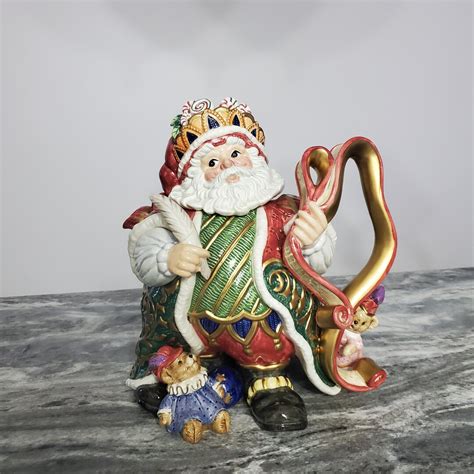 Fitz And Floyd Classics Teapot Santa Christmas Court Teapot As Is