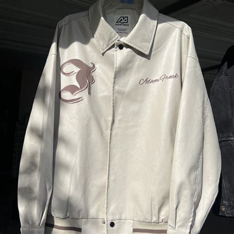 Adam Freak Faux Leather Beige Collared Jacket Depop
