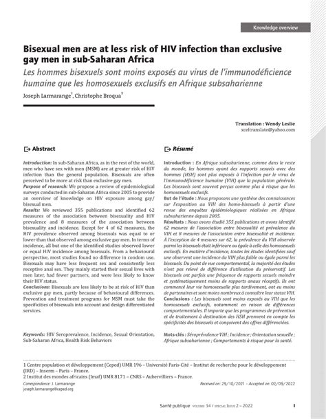 PDF Bisexual Men Are At Less Risk Of HIV Infection Than Exclusive Gay