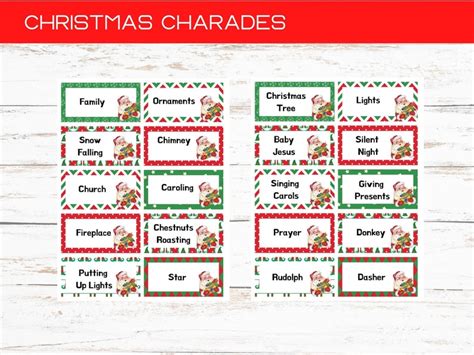 Christmas Charades Game - Etsy