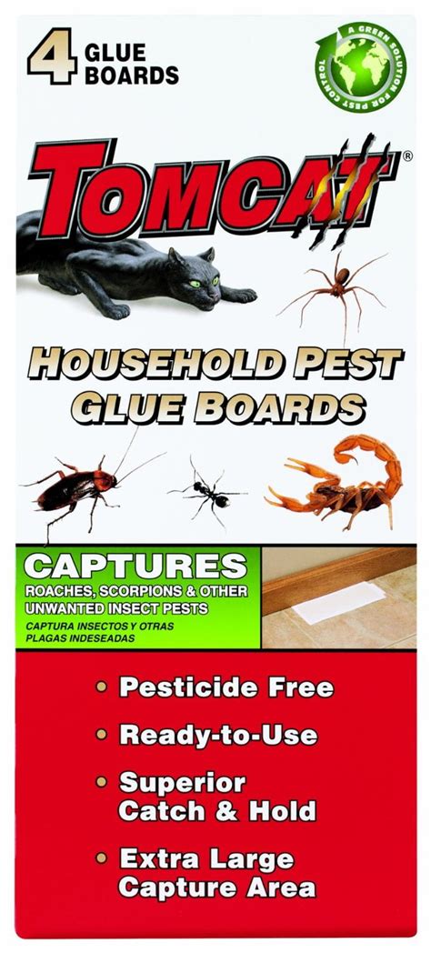 Tomcat Household Pest Glue Boards 4 Pack For Roaches Insects