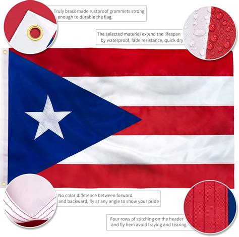 Buy XIFAN Premium Embroidered Puerto Rico Flag 3x5 Outdoor Double