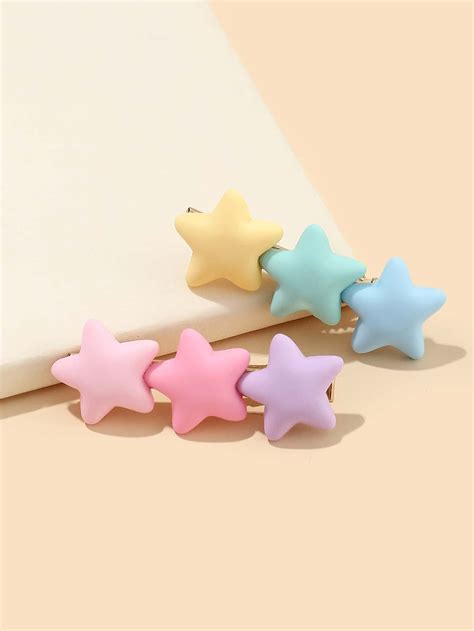 2pcs Star Decor Hair Clip Cute Kawaii Hair Clips Pastel Accessories Kawaii Accessories