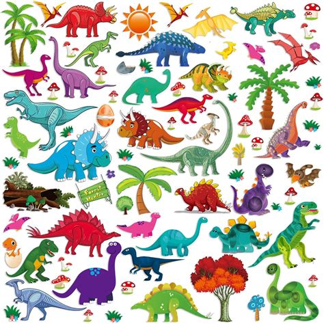 Dinosaur Wall Decals, Decorative Dino Stickers for Boys & Girls, Peel and Stick Colorful Wall ...