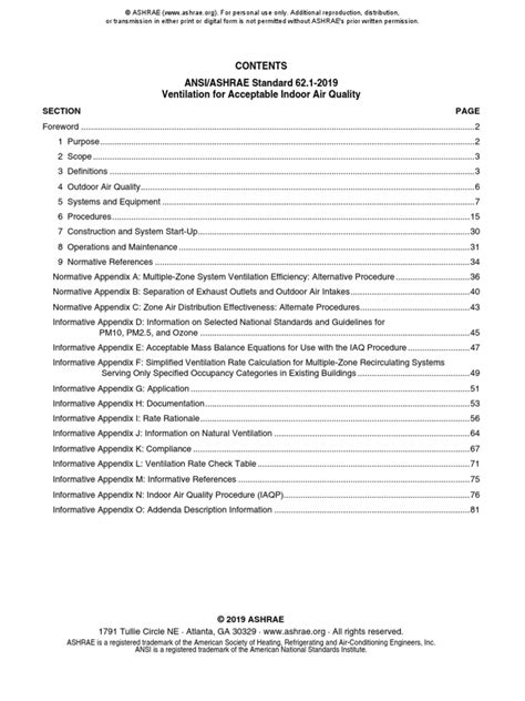 Ansiashrae Standard 621 2019 Ventilation For Acceptable Indoor Air