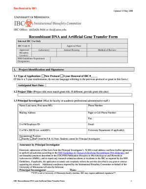 Fillable Online Cdd Umn Recombinant DNA And Artificial Gene Transfer