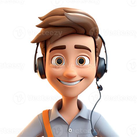 Ai Generated 3d Cute Cartoon Call Center Character 35373199 Png