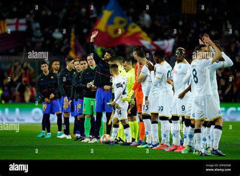 FC Barcelona And SCC Napoli Teams During The UEFA Europa League Match