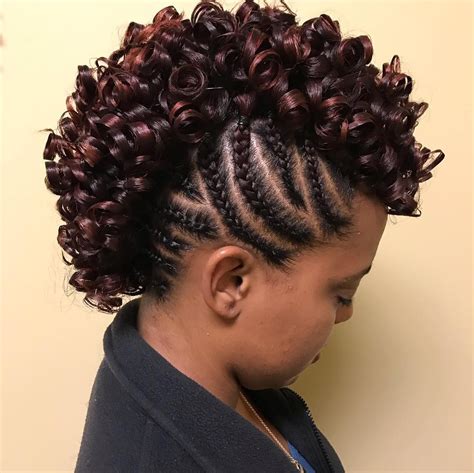 Mohawk Via Cornrows Perm Rods Book Today Call Text