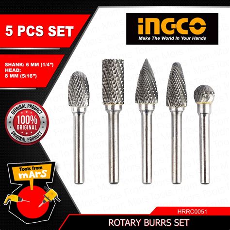 Ingco Pcs Hss Rotary Cutter Set Tungsten Carbide Burrs Milling Diamond