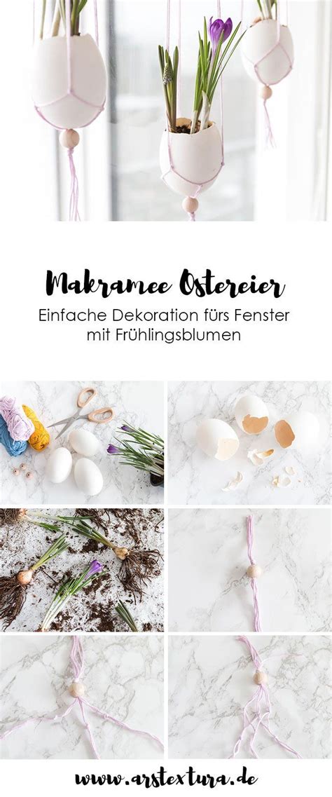 Fenster Deko für Ostern Makramee Ostereier ars textura DIY Blog