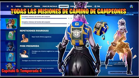 ⚔️fortnite CÓmo Completar Todas Las Misiones De Camino De Campeones Gesto Y Mochila Gratis