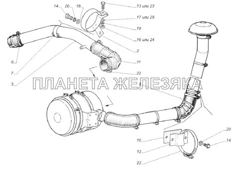33081-1109001. Установка воздуховодов воздушного фильтра ГАЗ-33081