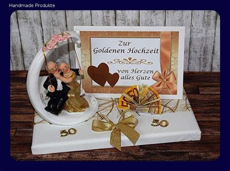 Geld Geschenk Zur Goldenen Hochzeit Mit Goldpaar Auf Schaukel