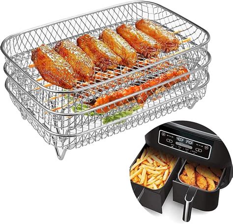 Air Fryer Rack For Ninja Dual Air Fryer 304 Stainless Steel Three Layer Dehydrator Rack For