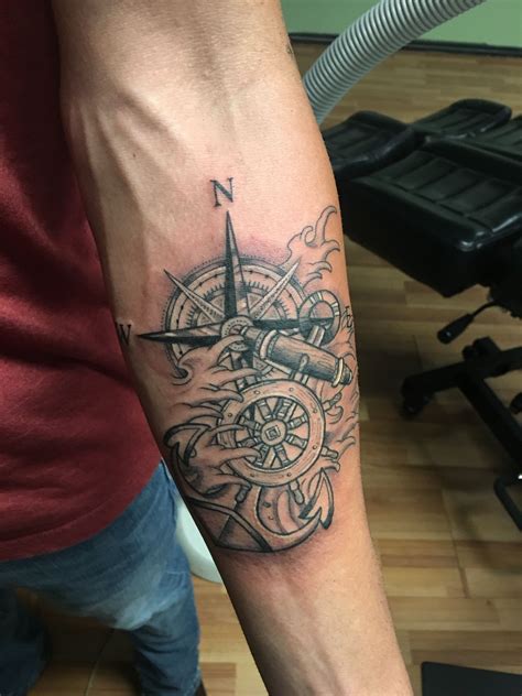 Ship Wheel Compass Anchor Tattoos For Guys Rose Tattoos For Men Hand Tattoos