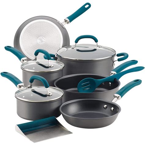 Rachael Ray Hard Anodized 11 Piece Cookware Set Teal Sane Sewing And Housewares