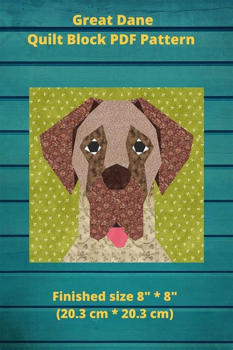 Great Dane Quilt Block PDF Pattern 4 Versions Paper Piecing Quilt