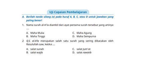 UJI CAPAIAN PEMBELAJARAN Kunci Jawaban PAI Kelas 6 Halaman 117 118 119