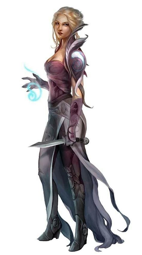 F High Elf Rogue Assassin Daggers Female Wizard Female Elf Pathfinder Character