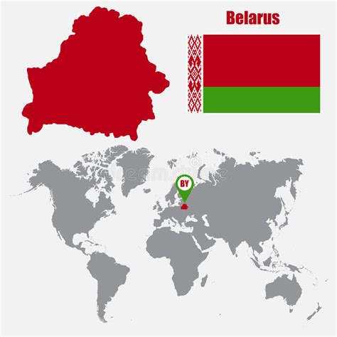 在一张世界地图的白俄罗斯地图与旗子和地图尖 也corel凹道例证向量 库存例证 插画 包括有 颜色 国家（地区） 85693041
