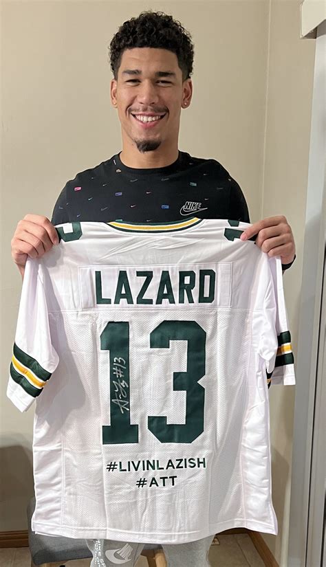 Allen Lazard Jersey Sale (White Autographed #ATT #LIVINLAZISH)